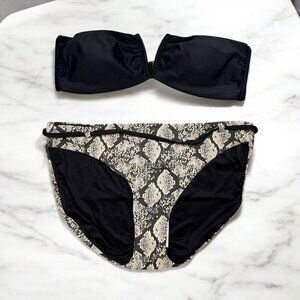 Andie Swim Riviera Bikini Snake Animal Print Belted Swimwear Stretch Size L
